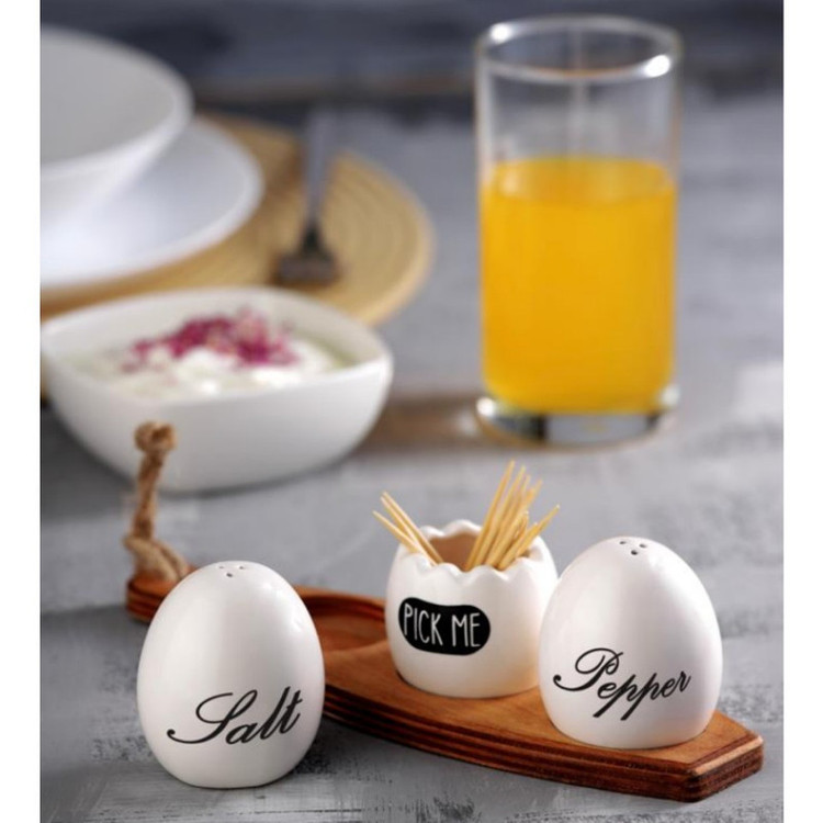 نمکدان و فلفل پاش وکا مدل Egg1 مجموعه 3 عددی