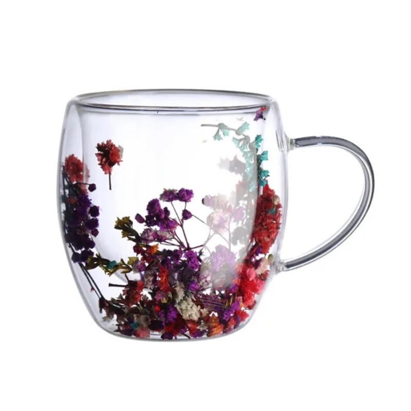 لیوان مدل دو جداره طرح گل خشک کد ۲۳